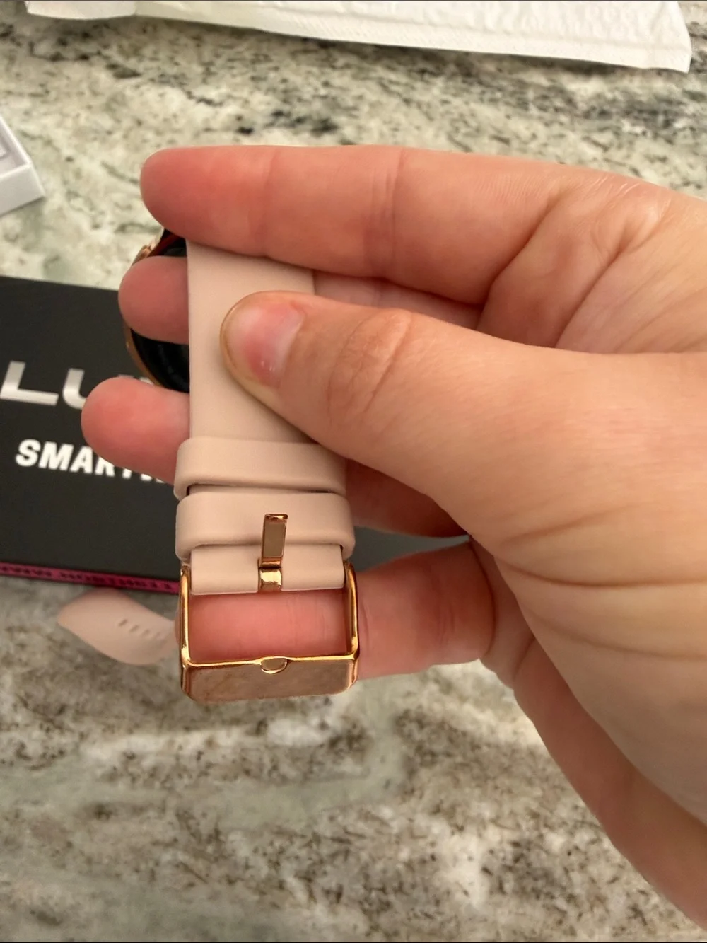 Rose Gold Smartwatch with Pink Silicone Band Brand New